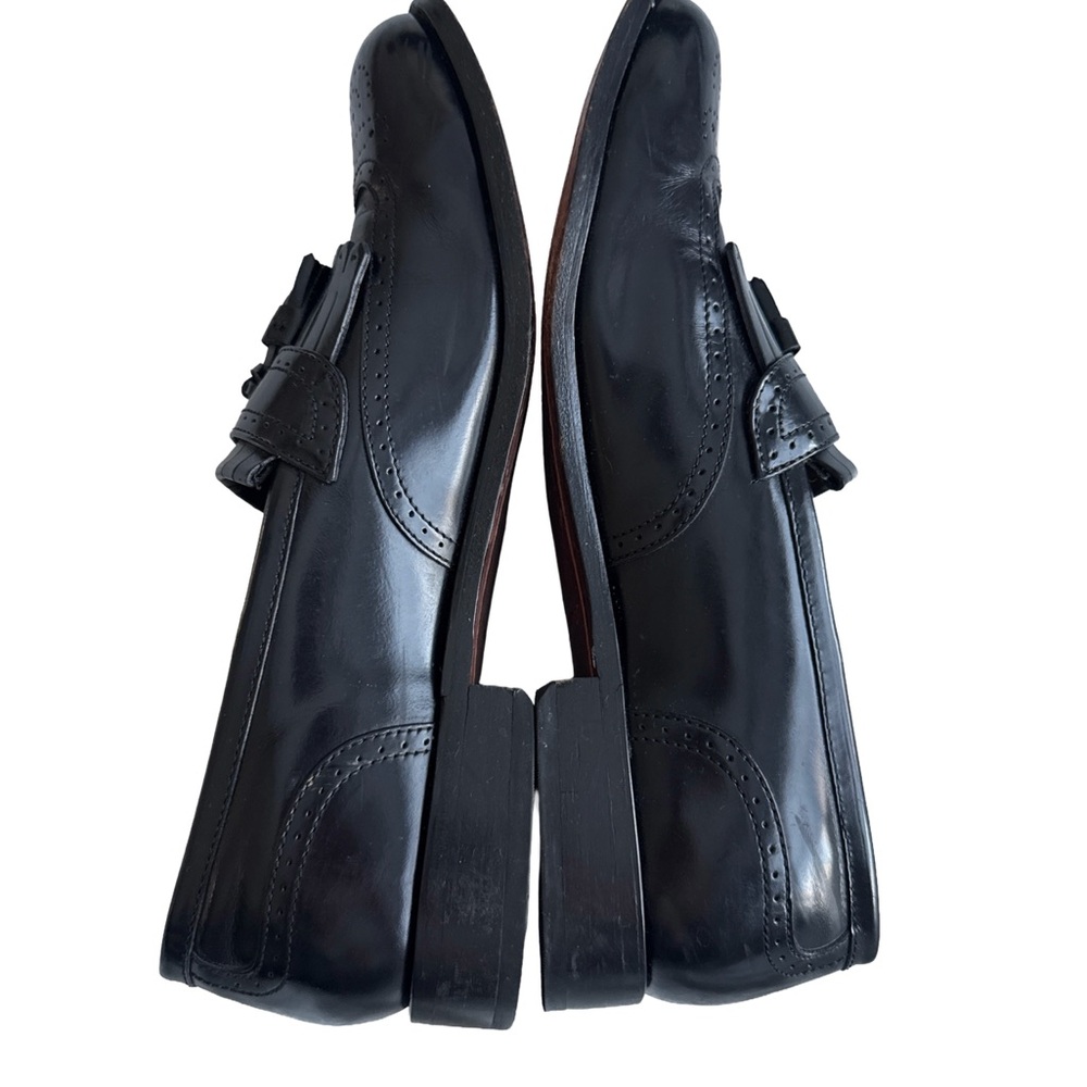 FLORSHEIM Tasseled Fringe Brogue Black Leather Loafer Men’s Dress Shoes Size 10D - Picture 5 of 7